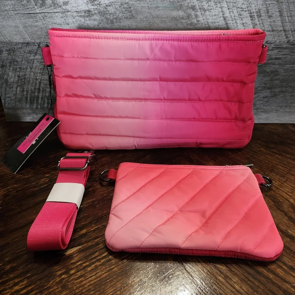 NWT Think Royln Pink Ombre Quilted Large Crossbody